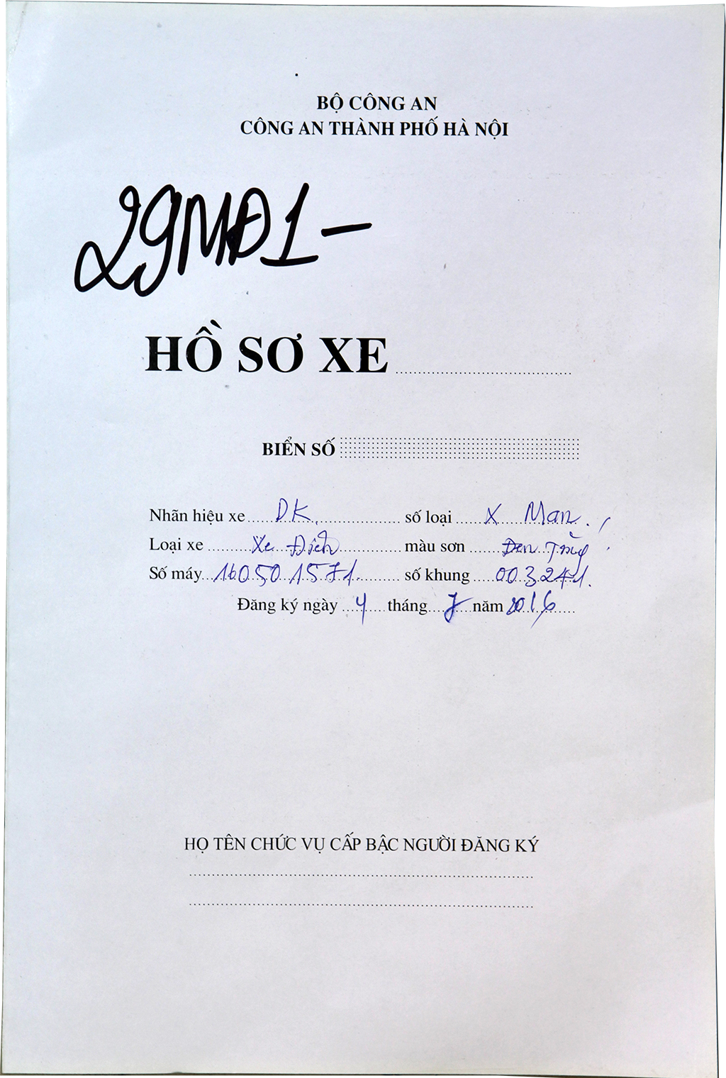 Bộ hồ sơ đăng kí biển xe máy điện. Bộ hồ sơ đăng kí biển xe máy điện.