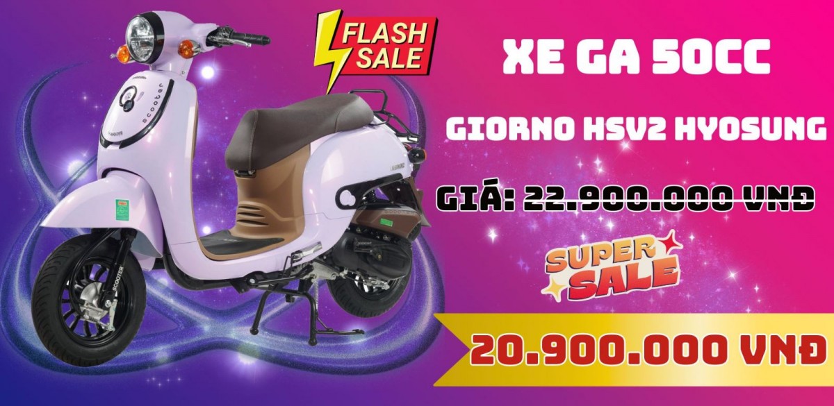 Xe Ga 50cc Giorno HSV2 Hyosung Korea Phong Cách Hàn Quốc Không Cần Bằng Lái