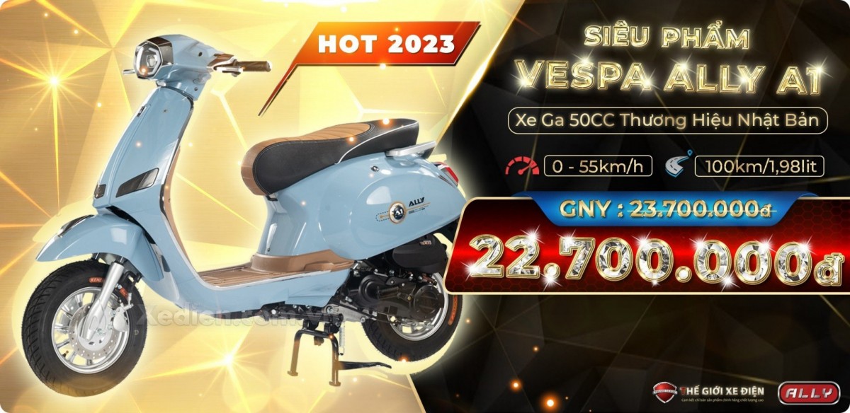 Trang bị mới ở xe ga 50cc Ally A1: Đồng hồ điện tử, khóa xe tích hợp